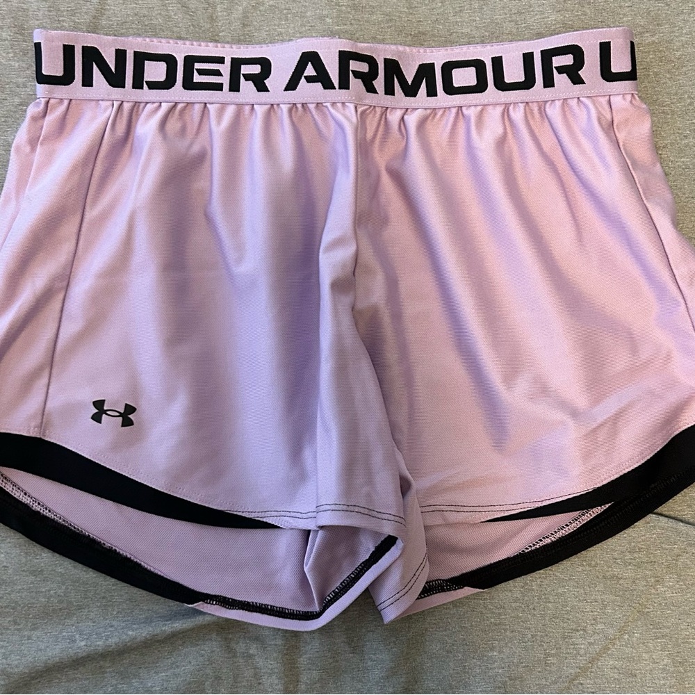 Under Armour Women's Light Purple and Black Sports Shorts